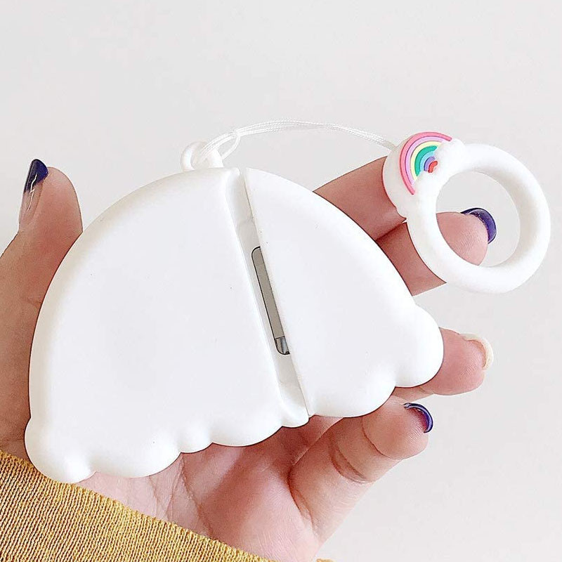 Купить Силиконовый футляр Rainbow для наушников AirPods 1/2 + кольцо (Радуга / Белый) на vchehle.ua