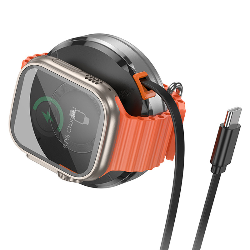 Фото БЗУ Hoco CQ18 Flash 2in1 Magnetic + iWatch (with retractable cable Type-C) (Silver) в магазине vchehle.ua