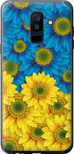 Чехол Жёлто-голубые цветы для Samsung Galaxy A6 Plus 2018