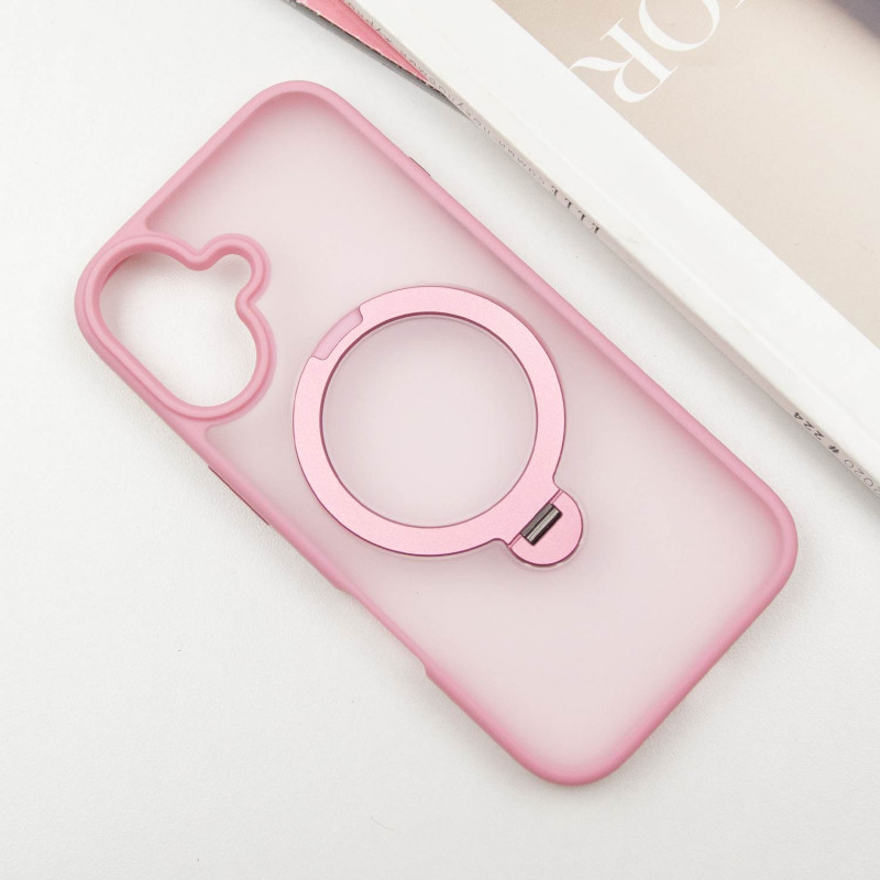 Фото TPU+PC чохол Metal Buttons with Magnetic Safe Colorful HQ Ring для Apple iPhone 16 (6.1") (Pink) на vchehle.ua