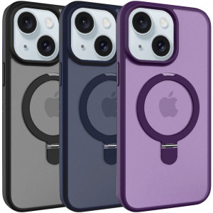 TPU+PC чохол Metal Buttons with Magnetic Safe Colorful HQ Ring для Apple iPhone 15 (6.1")