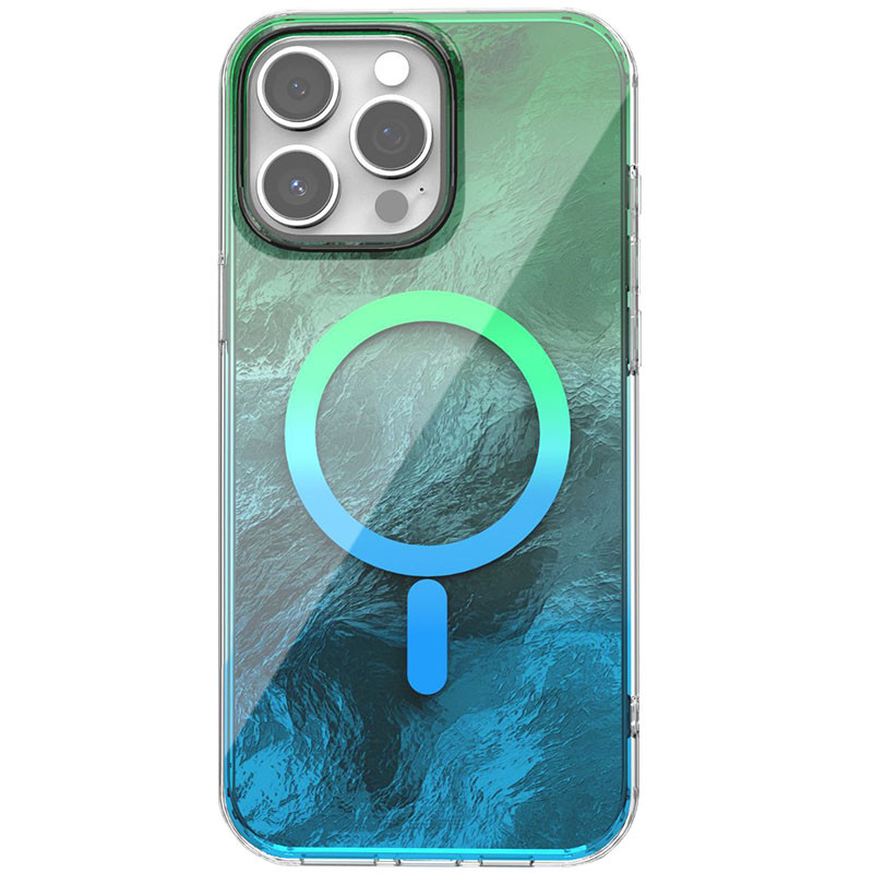 Чехол TPU Shiny Mountain (MagFit) для Apple iPhone 12 Pro / 12 (6.1") (Green / Blue)