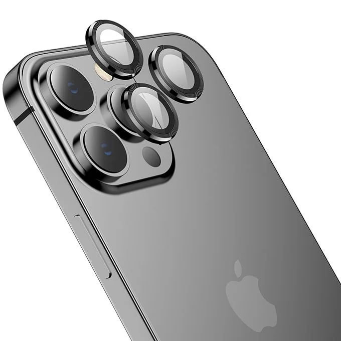 Фото Захисне скло Metal Classic на камеру (в упак.) на Apple iPhone 13 Pro / 13 Pro Max (Чорний / Black) на vchehle.ua