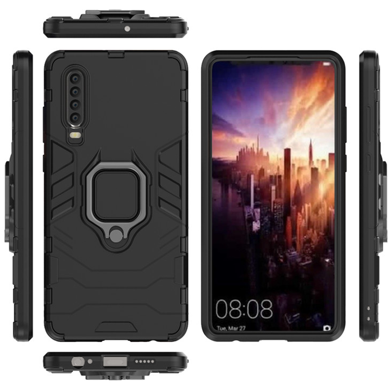 Фото Ударостійкий чохол Transformer Ring for Magnet на Huawei P30 lite (Чорний / Soul Black) на vchehle.ua