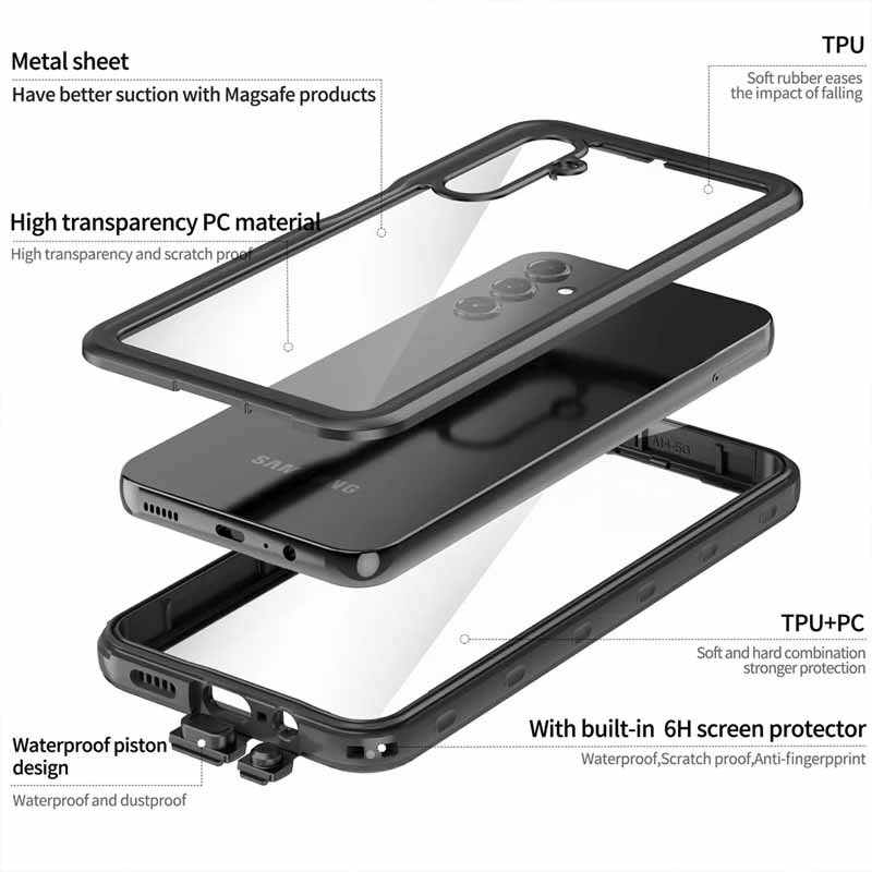 Фото Водонепроницаемый чехол Shellbox для Samsung Galaxy A15 4G/5G (Черный) в магазине vchehle.ua