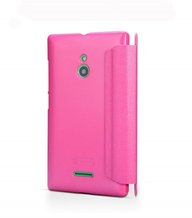 Кожаный чехол (книжка) Nillkin Sparkle Series для Nokia XL (Розовый)