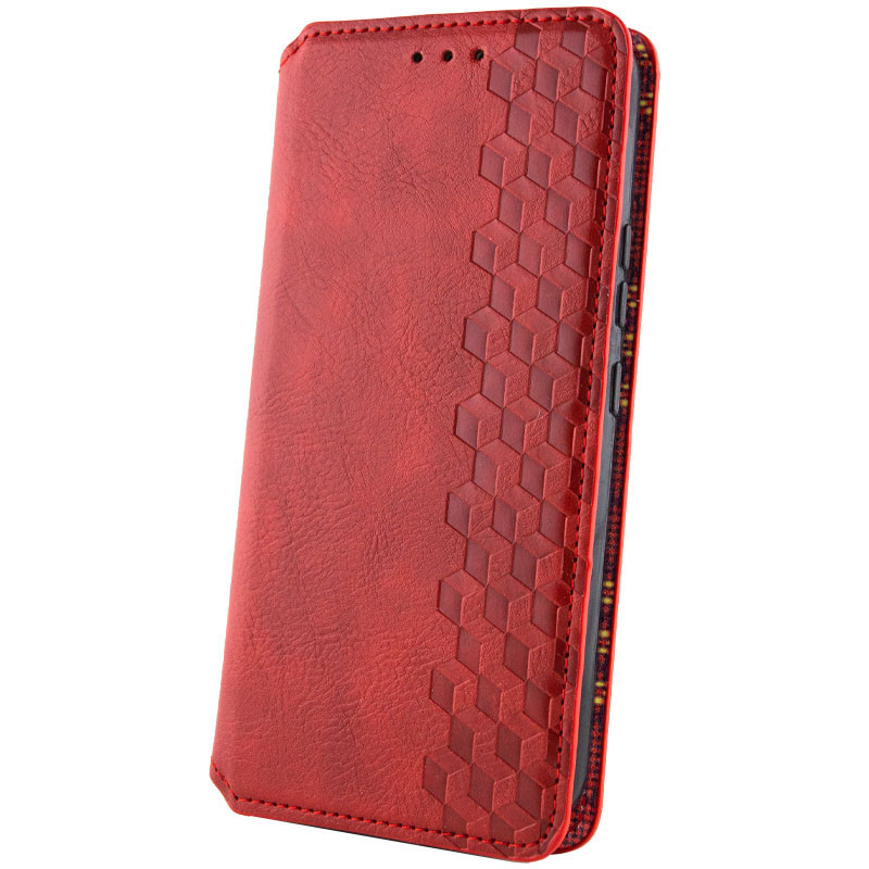 Шкіряний чохол-книжка GETMAN Cubic (PU) на Xiaomi Redmi Note 13 Pro 4G / Poco M6 Pro 4G (Червоний) в магазині vchehle.ua