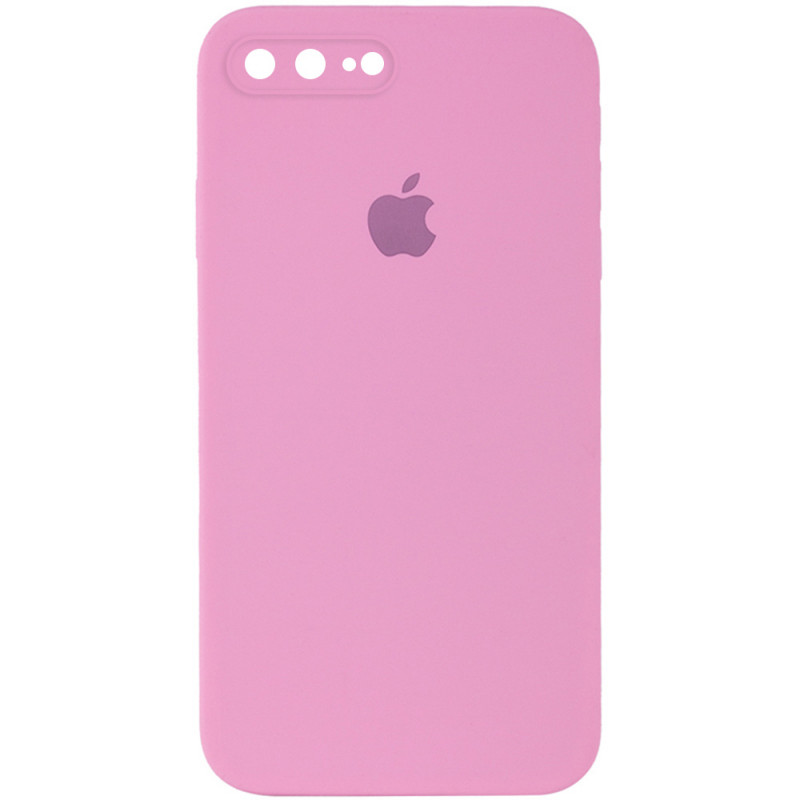 Чехол Silicone Case Square Full Camera Protective (AA) для Apple iPhone 7 plus / 8 plus (5.5") (Розовый / Light pink)