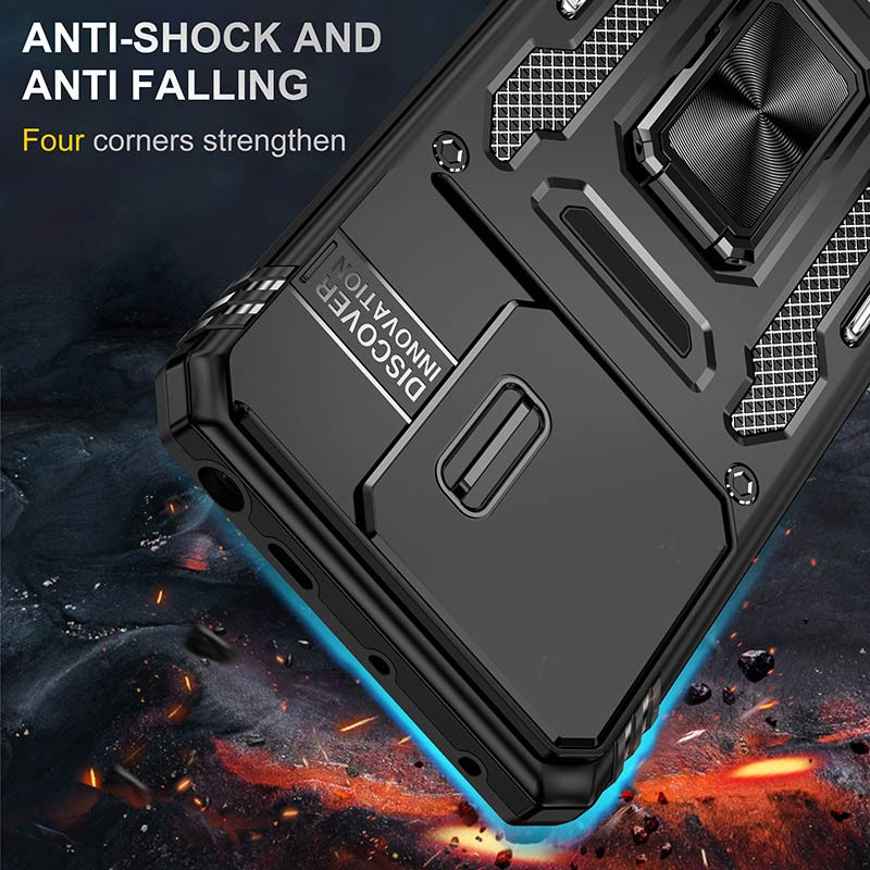 Заказать Ударопрочный чехол Camshield Army Ring для Xiaomi Redmi Note 13 Pro 4G / 14s / Poco M6 Pro 4G (Черный / Black) на vchehle.ua