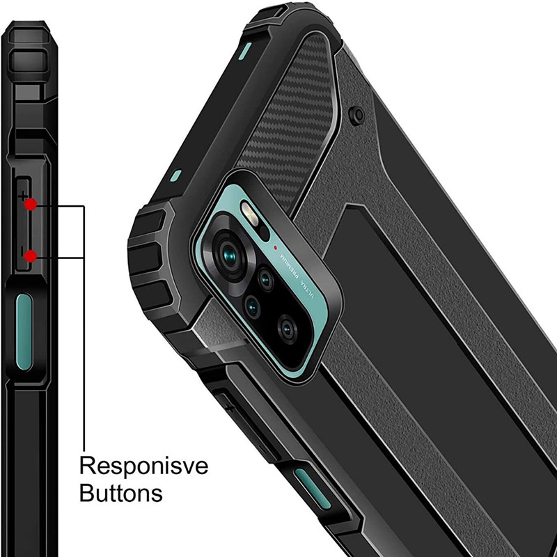 Купити Броньований протиударний TPU+PC чохол Immortal на Xiaomi Redmi Note 10 / Note 10s (Чорний) на vchehle.ua