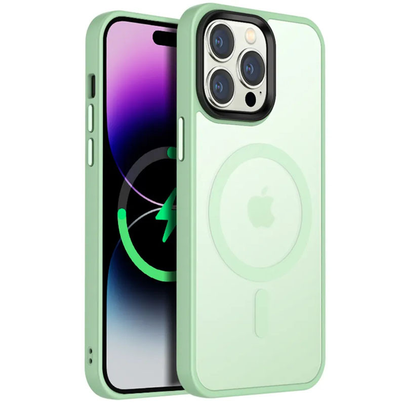 TPU+PC чохол Metal Buttons with Magnetic Safe Colorful на Apple iPhone 12 Pro Max (6.7") (М'ятний)