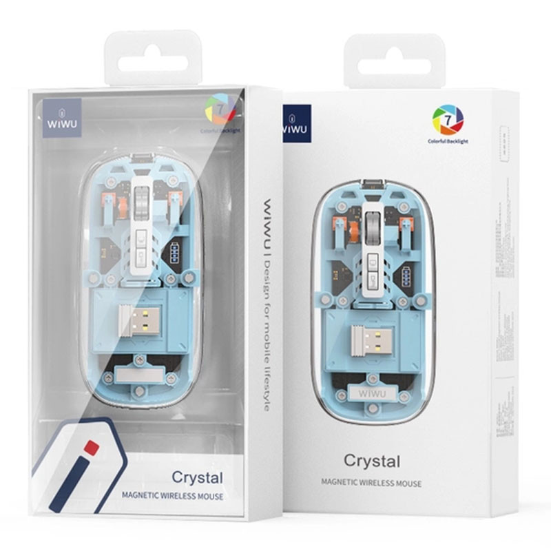 Фото Беспроводная мышь WIWU Crystal WM105 Dual bluetooth+ 2.4G (Blue) на vchehle.ua