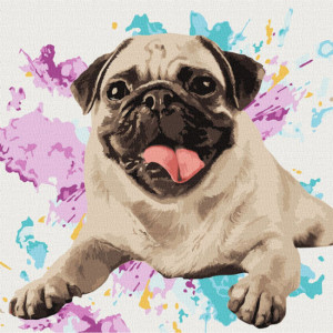 Картина по номерам "Любимый мопс" Идейка KHO4316 40х40 см (Разные цвета)
