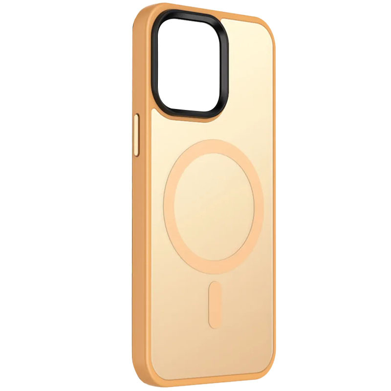 TPU+PC чехол Metal Buttons with  Magnetic Safe Colorful для Apple iPhone 13 (6.1") (Персиковый / Orange)