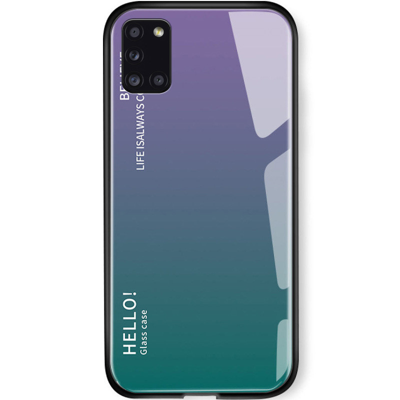 TPU+Glass чехол Gradient HELLO для Samsung Galaxy A31 (Сиреневый)