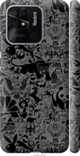 Чехол Чёрно-серый стикер бомбинг для Xiaomi Redmi 10C