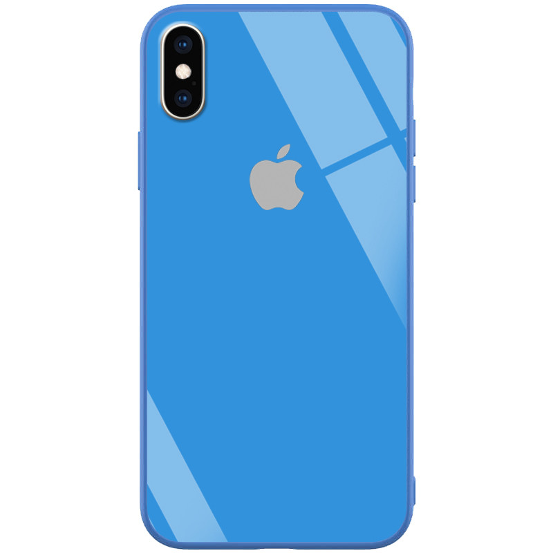 

TPU+Glass чехол GLOSSY Logo series для Apple iPhone XS Max (6.5") (Синій / Blue) 788291