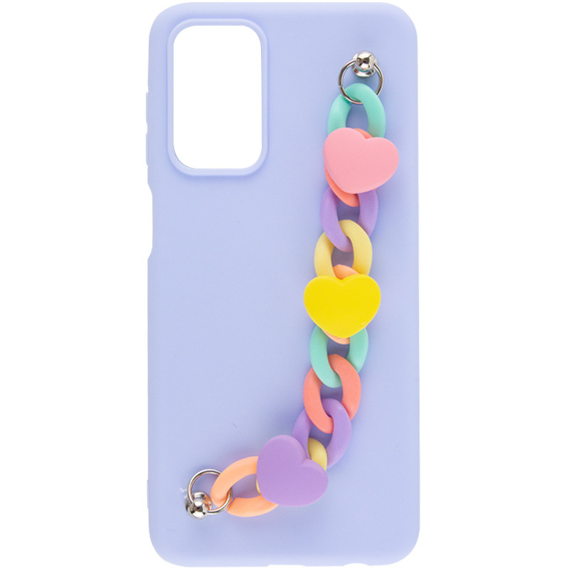 Чехол Chained Heart c подвесной цепочкой для Samsung Galaxy M23 5G / M13 4G (Lilac Blue)