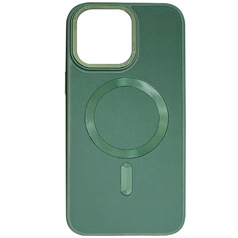 Кожаный чехол Bonbon Leather Metal Style with Magnetic Safe для Apple iPhone 15 (6.1") (Зеленый / Pine green)