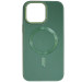 Шкіряний чохол Bonbon Leather Metal Style with Magnetic Safe на Apple iPhone 15 (6.1") (Зелений / Pine green)