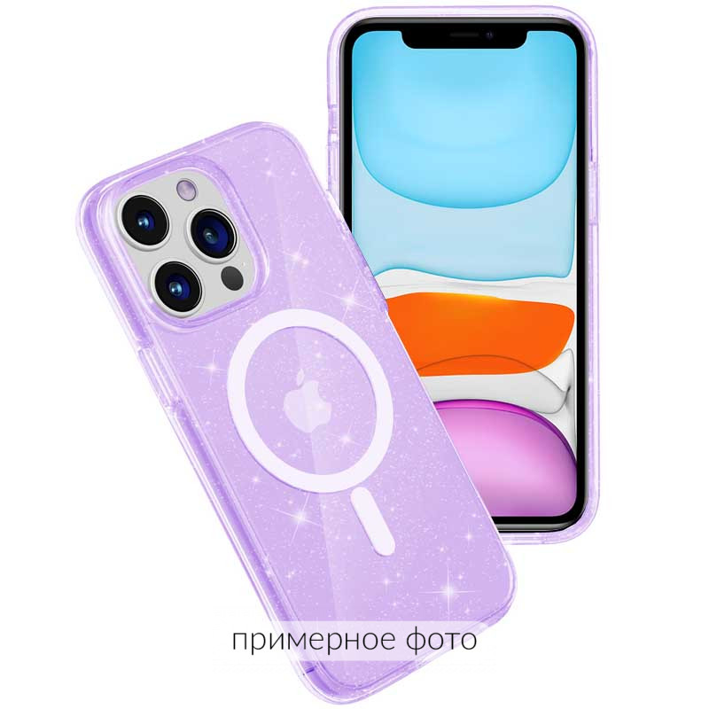 Фото Чехол TPU Galaxy Sparkle (MagFit) для Apple iPhone 16 (6.1") (Purple+Glitter) в магазине vchehle.ua