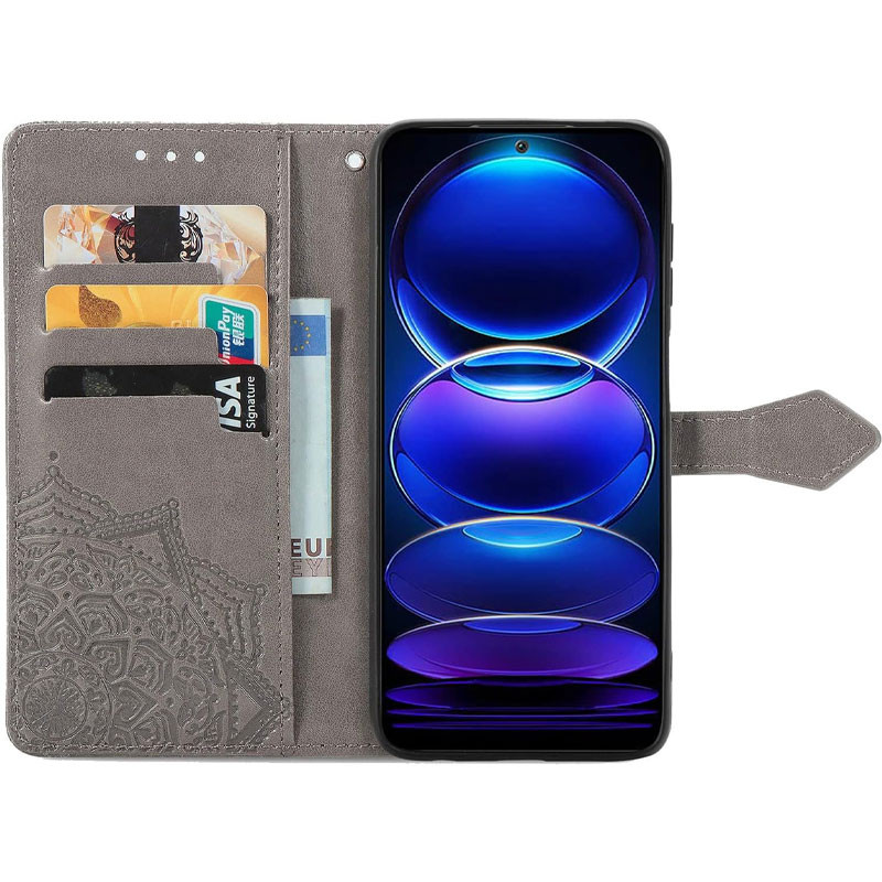 Фото Кожаный чехол-книжка Art Case с визитницей для Xiaomi Redmi 14C / Poco C75 (Серый) в магазине vchehle.ua