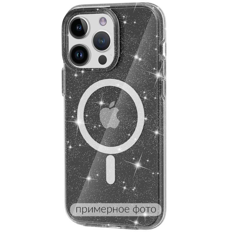 Чехол TPU Galaxy Sparkle (MagFit) для Apple iPhone 16 Plus (6.7") (Black+Glitter)