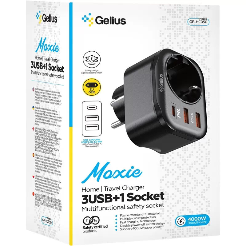 Купити МЗП Gelius Moxie GP-HC050 2USB QC3.0 + Type-C (Білий) на vchehle.ua