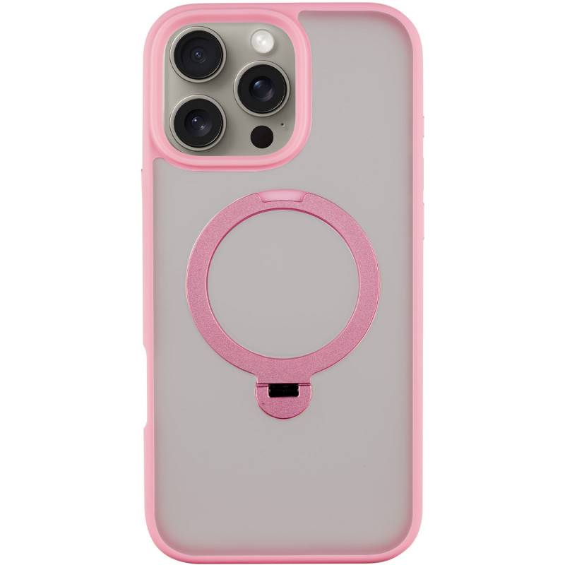 TPU+PC чохол Metal Buttons with Magnetic Safe Colorful HQ Ring для Apple iPhone 16 Pro Max (6.9") (Pink)