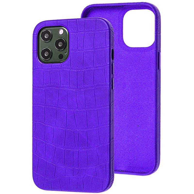 Шкіряний чохол Croco Leather на Apple iPhone 12 Pro / 12 (6.1") (Purple)