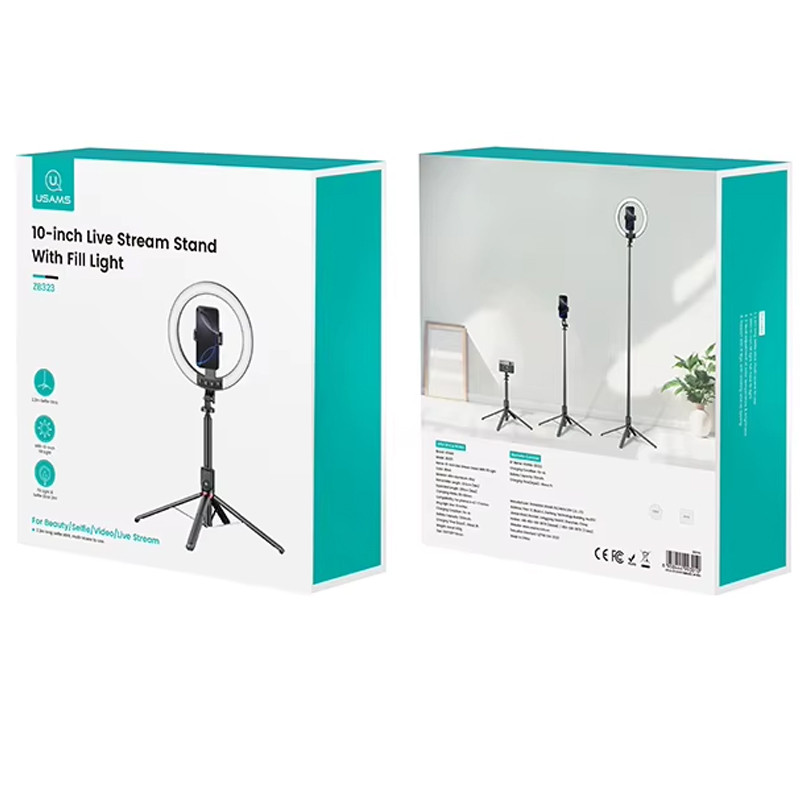 Заказать Кольцевая LED-лампа для селфи Usams US-ZB323 10-inch Fill Light 1200mAh (Black) на vchehle.ua