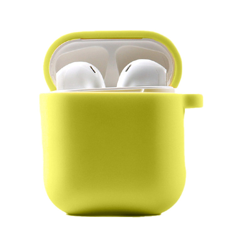 Силиконовый футляр с микрофиброй для наушников Airpods 1/2 (Желтый / Bright Yellow)