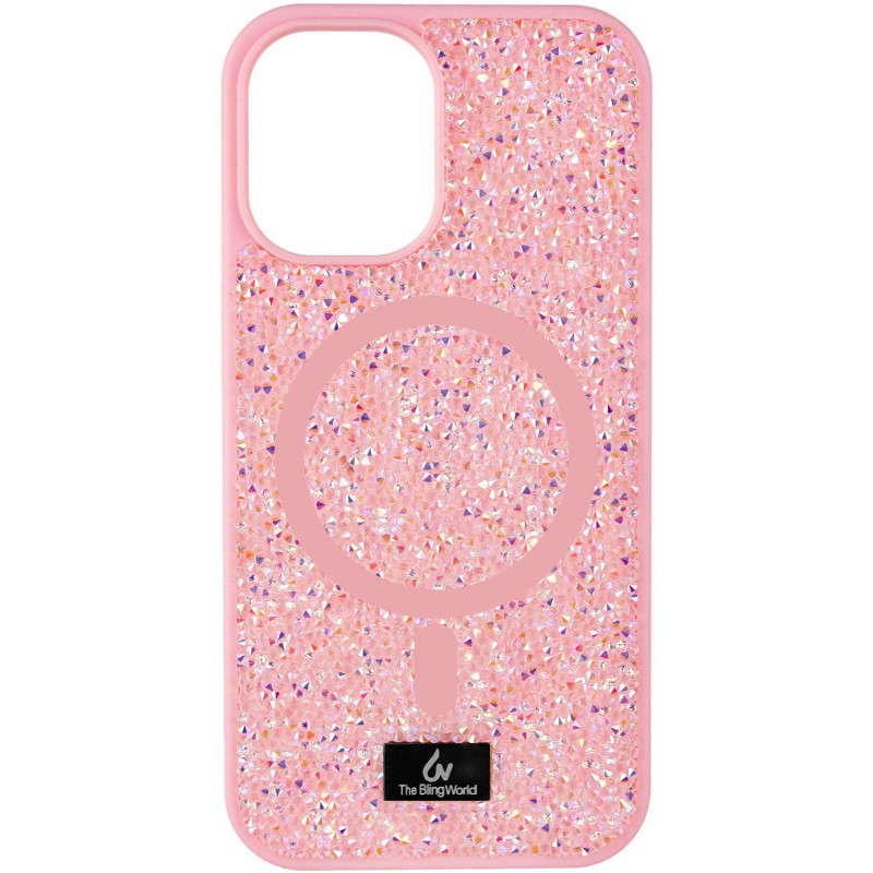 TPU чехол Bling World Rock Diamond with Magnetic Safe для Apple iPhone 12 Pro / 12 (6.1") (Pink)