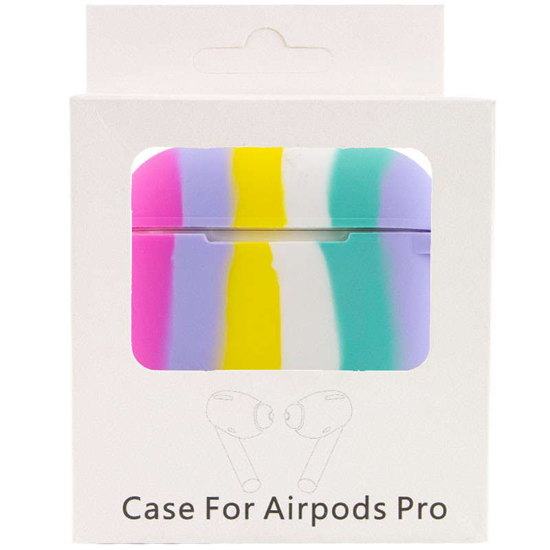 Купить Силиконовый футляр Colorfull для наушников AirPods Pro (Темно-розовый / Голубой) на vchehle.ua