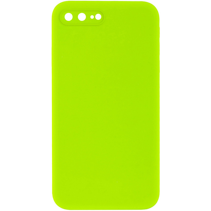 Silicone Case Square Full Camera Protective (AA) NOLOGO на Apple iPhone 7 plus / 8 plus (5.5") (Салатовий / Neon green)