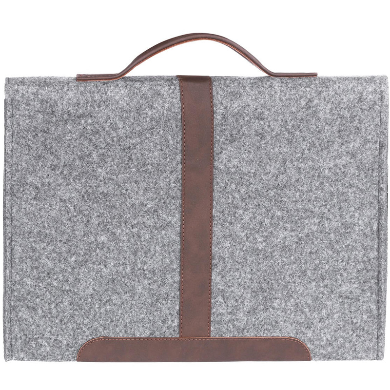 Войлочный портфель Gmakin (GS11) для Macbook Air/Pro 13/ 13,3 (Серый с коричневой экокожей) в магазине vchehle.ua