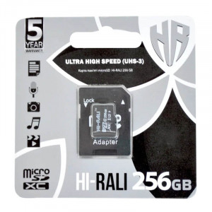 Карта памяти Hi-Rali microSDXC (UHS-3) 256 GB Card Class 10 с адаптером