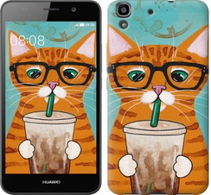 Чохол Зеленоокий кіт в окулярах на Huawei Y6