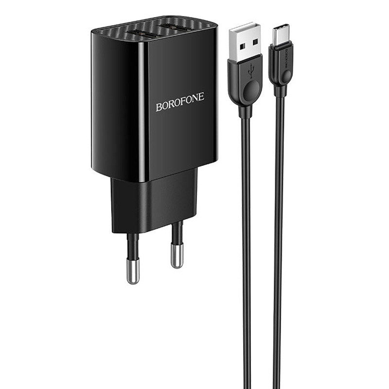 СЗУ Borofone BA53A Powerway (2USB/2.1A) + Type-C (Черный)