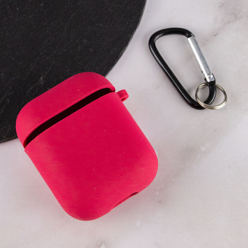 Фото Силиконовый футляр с микрофиброй для наушников Airpods 1/2 (Красный / Rose Red) в магазине vchehle.ua