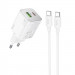СЗУ Hoco N41 Almighty PD20W+QC3.0 (1USB-A/1C) + кабель Type-C to Type-C (White)