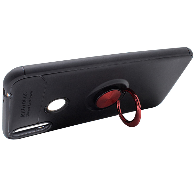 

TPU чохол Deen ColorRing під магнітний тримач для Xiaomi Redmi Note 7 (Чорний / Червоний) 691187