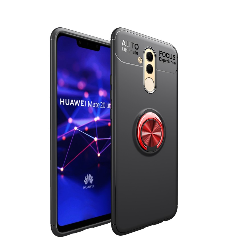 

TPU чохол Deen ColorRing під магнітний тримач на Huawei Mate 20 lite (Чорний / Червоний) 665755