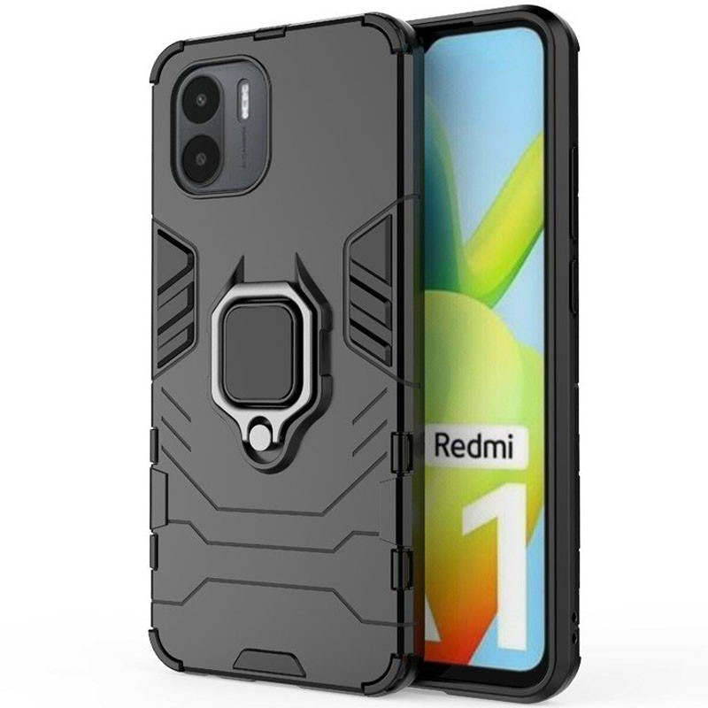 Фото Ударопрочный чехол Transformer Ring for Magnet для Xiaomi Redmi A1 / A2 (Черный / Soul Black) на vchehle.ua