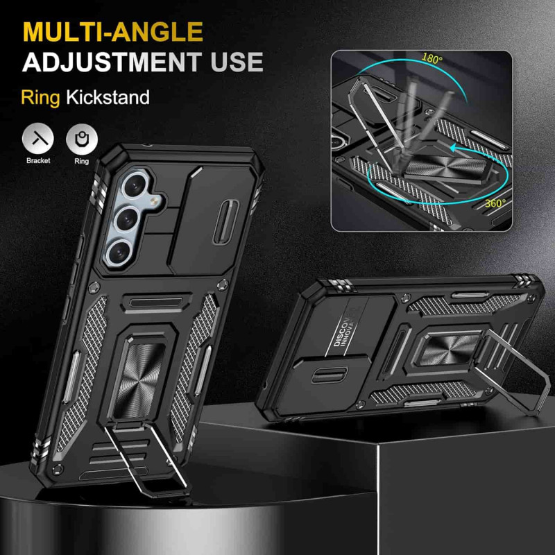 Купить Ударопрочный чехол Camshield Army Ring для Samsung Galaxy S23+ (Черный / Black) на vchehle.ua