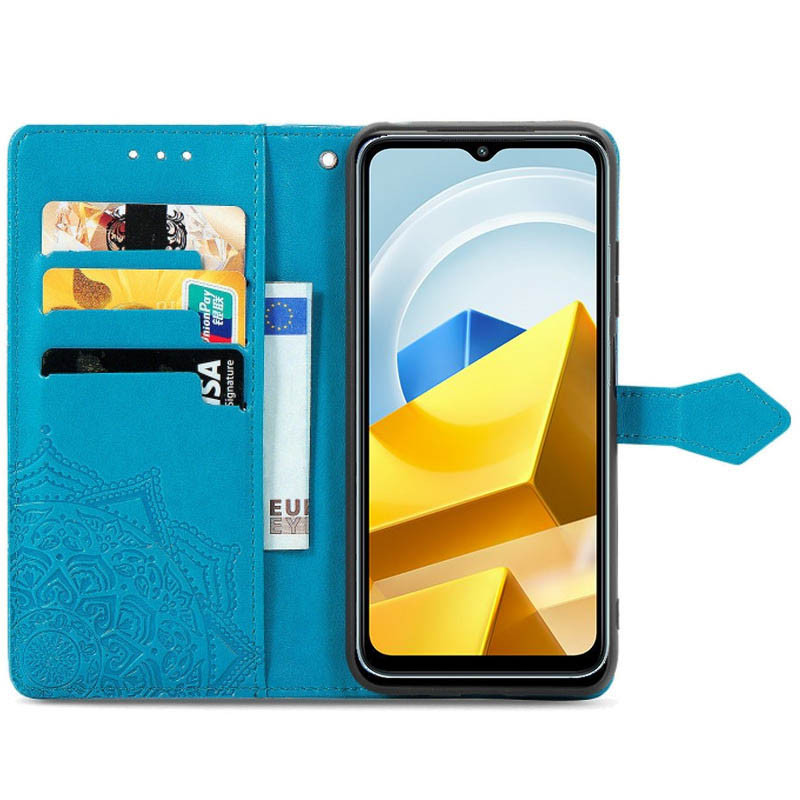 Фото Шкіряний чохол (книжка) Art Case з візитницею на Xiaomi Poco M5 (Синій) на vchehle.ua