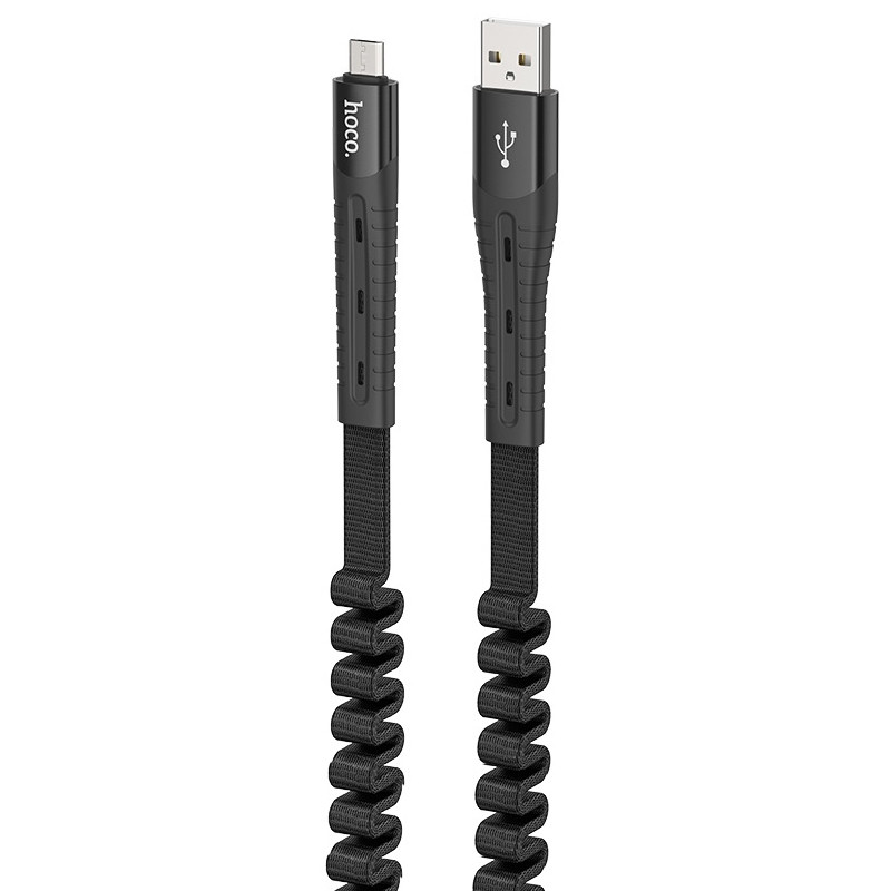 Дата кабель Hoco U78 "Cotton treasure elastic" MicroUSB (1.2М) (Черный)