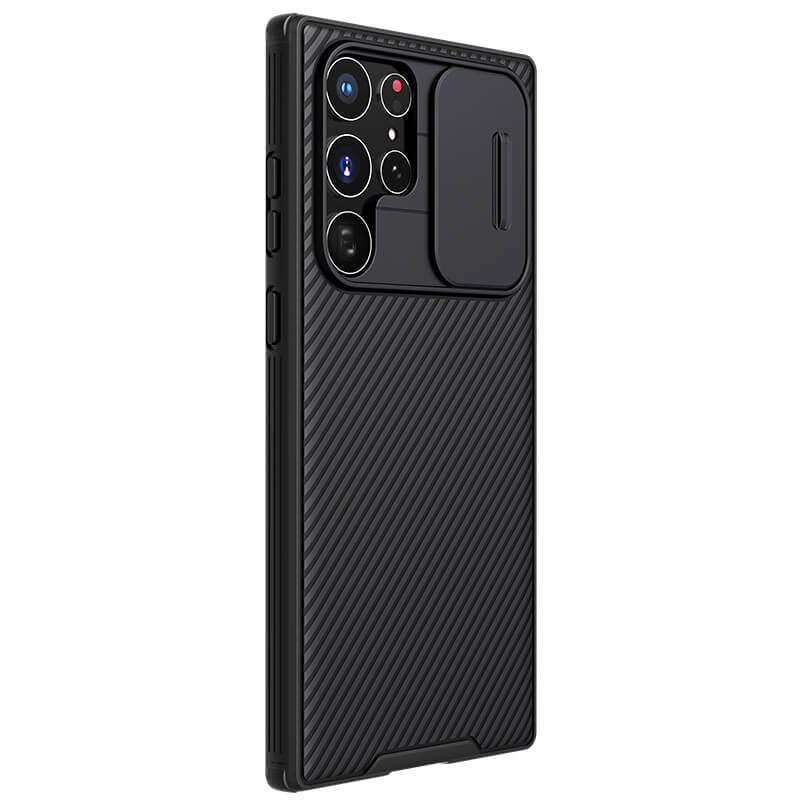 Карбоновая накладка Nillkin Camshield (шторка на камеру) для Samsung Galaxy S22 Ultra (Черный / Black) в магазине vchehle.ua