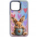 TPU+PC чехол TakiTaki Love magic glow для Apple iPhone 15 (6.1") (Sweet rabbit / Pink / Purple)