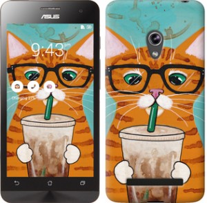 Чехол Зеленоглазый кот в очках для Asus Zenfone 5